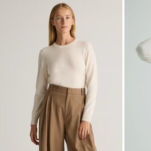 Quince Ivory 100% Mongolian Cashmere Crewneck Sweater size medium